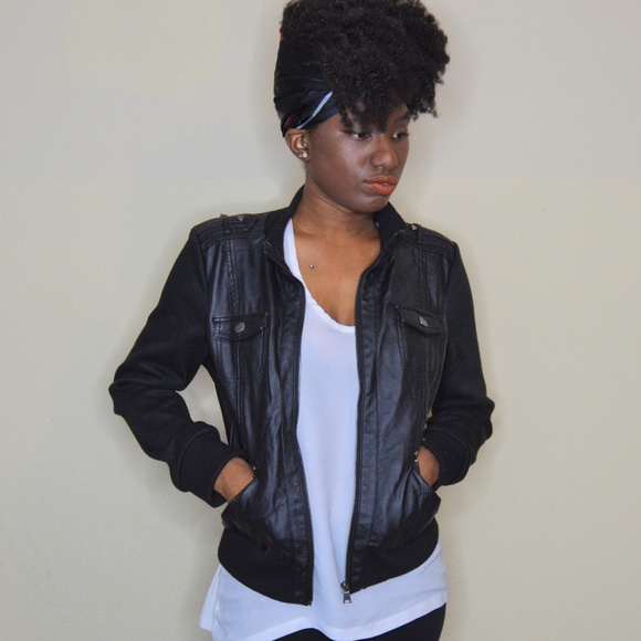 Gi Sono by Cavalini Jackets & Blazers - Black Faux Leather Jacket